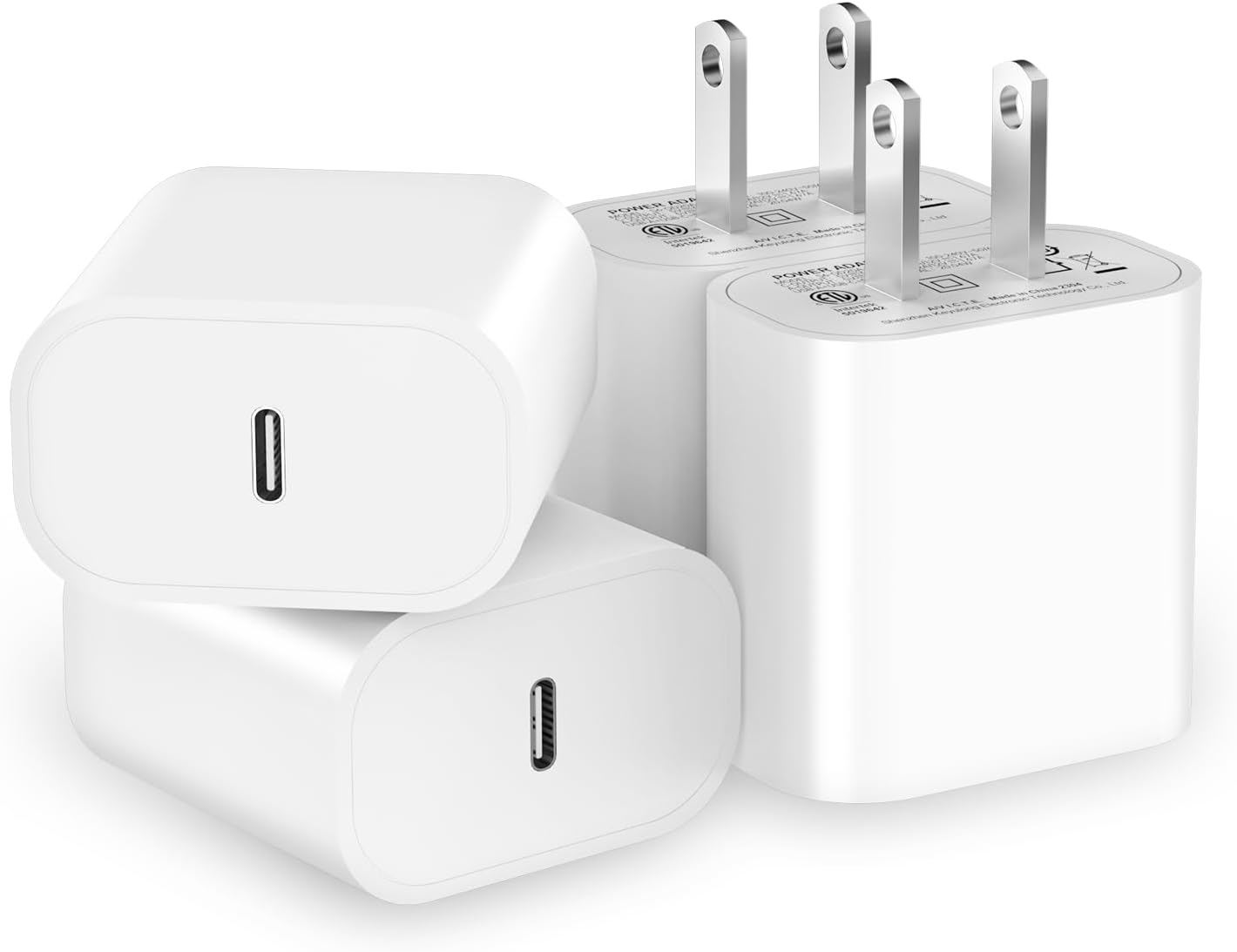 [4 Pack] USB C Charger Block Fast Charging,20W USB-C Power Adapter Type C Wall Chargers for i Phone 16/15/14/13/12/11/X/8, iPad, Samsung, Google, Galaxy & More