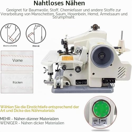 Tragbare Blindstich-Saummaschinen, Näh- und Stickmaschine, maximale Geschwindigkeit von 1200 U/min, Nadelsteigung 3-8 mm, zum Säumen von Hosen mit Pedal mit 10 Nadeln