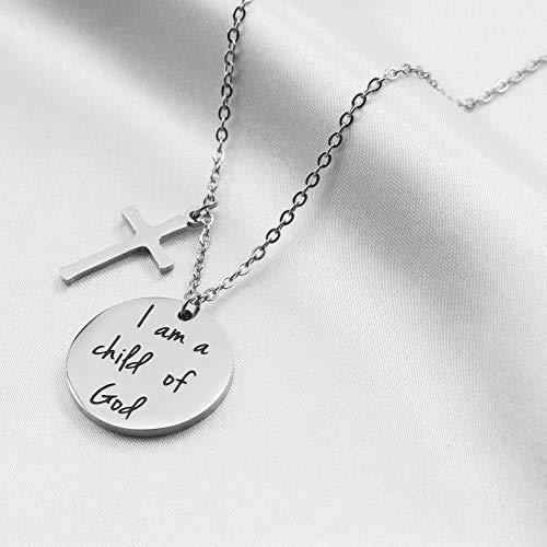 Bible Verse Cross Pendant Christian Necklace Prayer Charm Faith Religious Jewelry Christian Necklaces For Women Girls Engraved I Am A Child Of God #TOP2