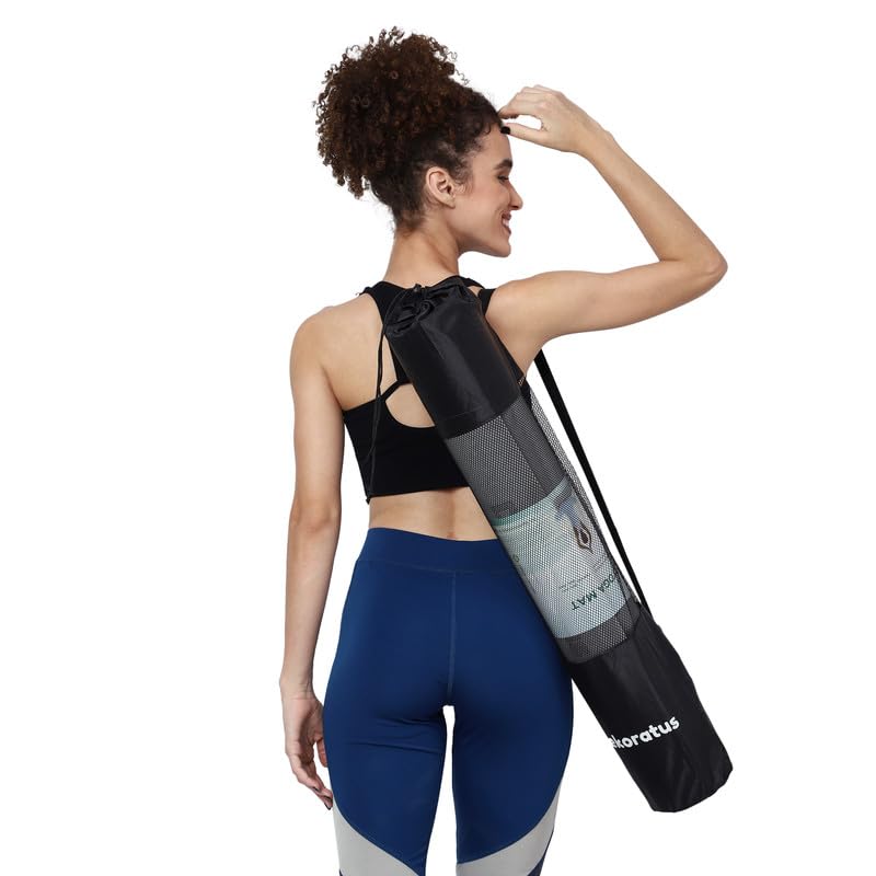 Image of Extra Wide Non Slippery TPE 6ft x 2.62ft x 6mm Yoga Mat for men, Women and Kids with hopscotch Play mat comes with Wooden Marker and bag cover - Black