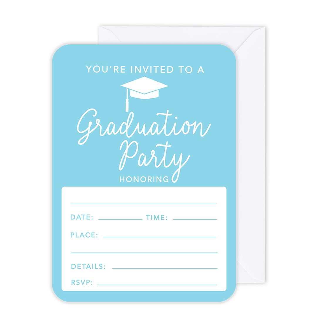 Andaz Press Graduation Invitations with Envelopes 5x7-Inch Baby Blue Graduation Invitations, 24-Pack, Grad Party Invites Graduation Party Decorations