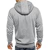Mens Hoodies Casual Fleece Hooded Sweatshirt Full-Zip Long Sleeve Pullover Hoody Tops Grey 3XL #3