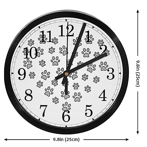 Horloge murale à quartz grise motif pattes de cœur mouvement continu - 5