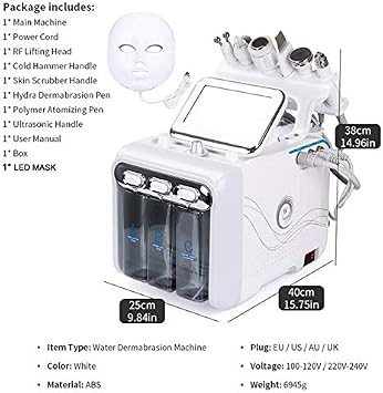 Hydra-facial Machine with LED Mask - 7 in 1 Deep Cleansing, Peeling, Hydro Dermabrasion, Jet Peel, Small Bubble Device for Professional Skincare