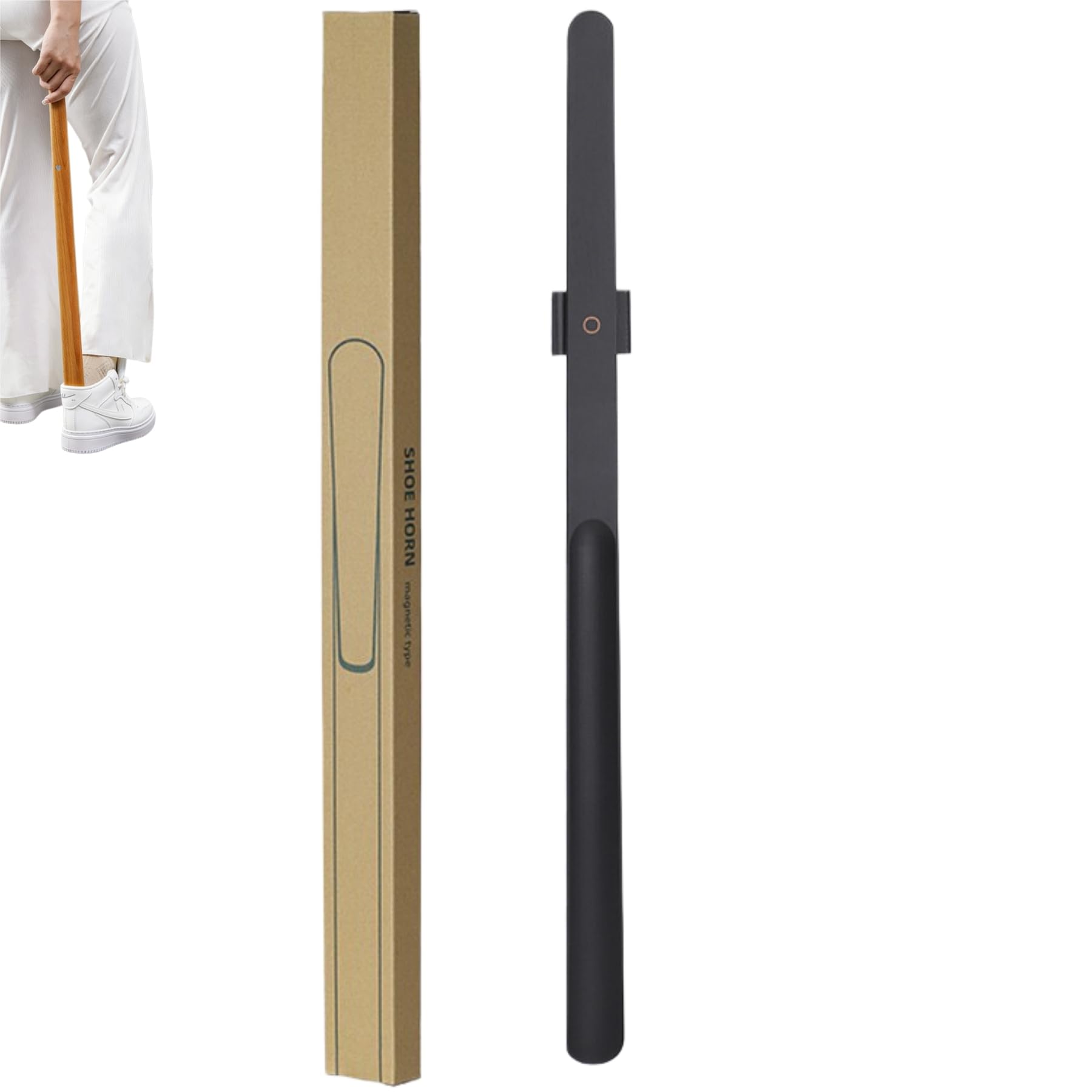 Calzascarpe lungo con supporto magnetico da parete, in legno massiccio, per aiutare gli anziani e le donne incinte a indossare le scarpe (stile 2, 70 cm)