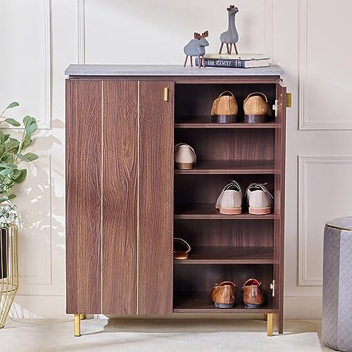 Image of Home Centre Roger 15 Pairs Shoe Cabinet - Brown