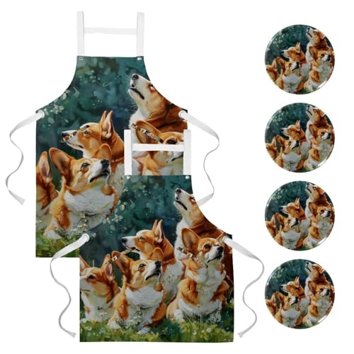 Tablier de cuisine Corgis pour illuminer vos journées de pâtisserie et de nettoyage