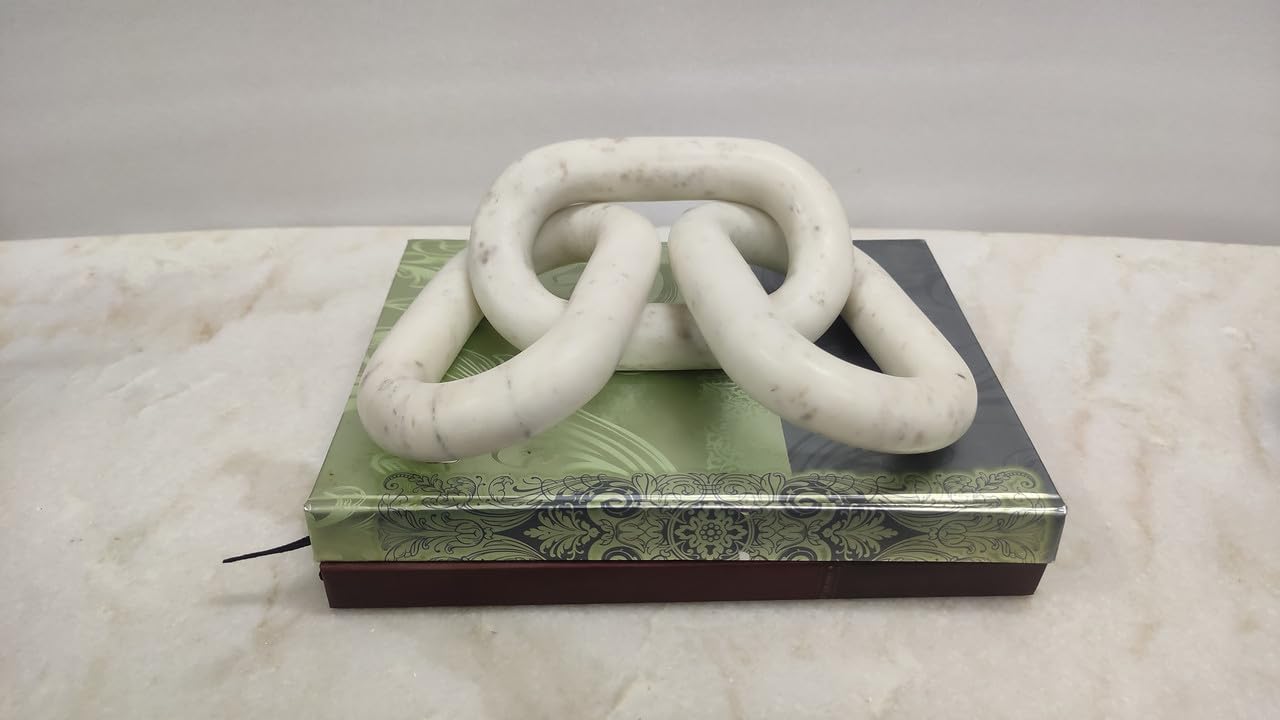 Escultura de cadena de eslabones de mármol blanco | Decoración de cadena de eslabones | Nudo de mármol | Eslabón de mármol | Decoración del hogar | Cadena de mármol | Arte de eslabones de cadena
