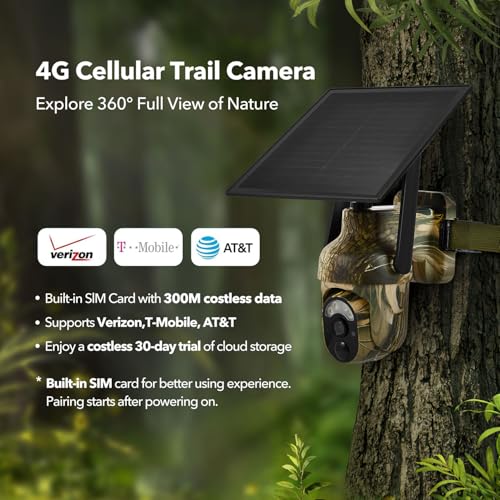 Gleemall 4G Lte Cellular Trail Cameras 2K 360° View Live Streaming Game Camera Built-In Sim Card With Motion Activated Color Night Vision Remote Phone Access Solar Powered Trail Camera Ip65 Waterproof thumb #3
