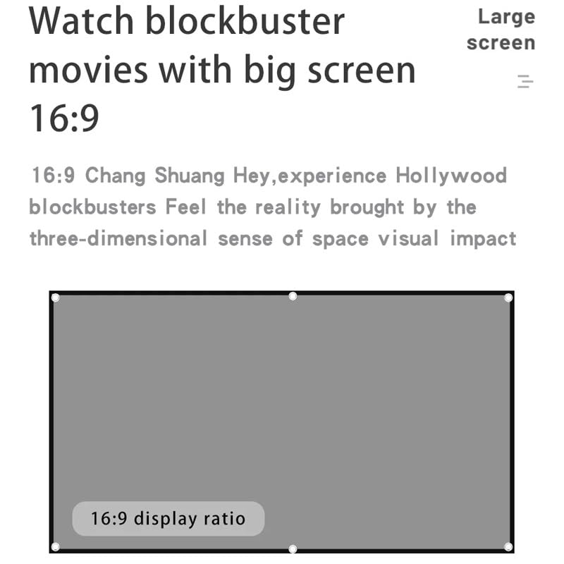 Pantalla portátil con bisel y orificio para proyector 16:9 de 133 pulgadas para uso en casa, oficina o exterior miniatura 4