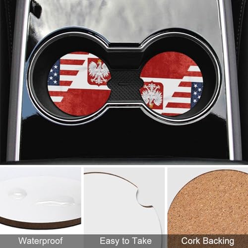 4PCS Posavasos para Carro con Bandera USA Polonia miniatura 5