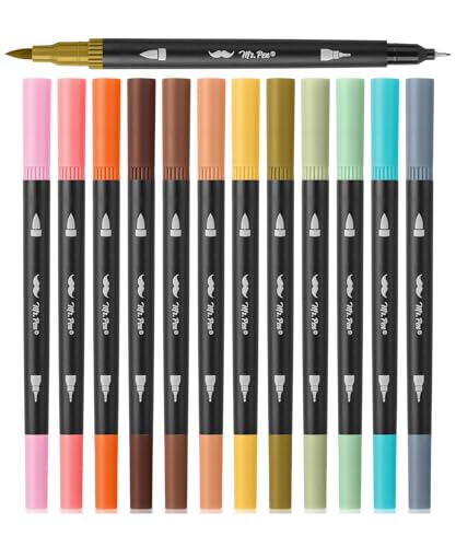 Mr. Pen Dual Tip Brush Pens (12 pcs)