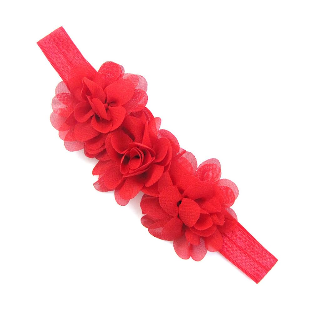 2 Stück Baby Haarband Chiffon Baby Stirnband Blumen Stirnband Baby Mädchen Stirnbänder Elastischer Turban Haarschmuck für Säuglinge Kleinkinder Neugeborene,Babyzubehör Haarschmuck,Rot