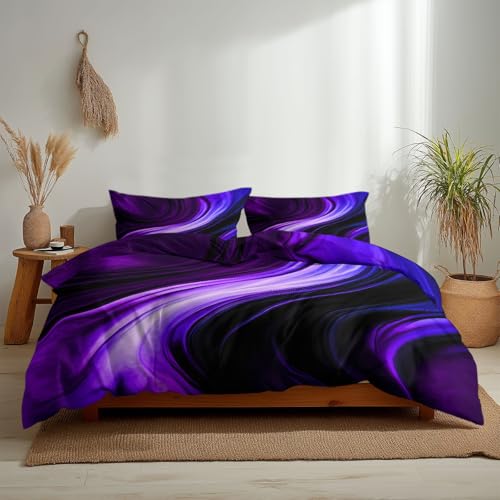 Housse de couette réversible violette avec fermeture éclair - 5