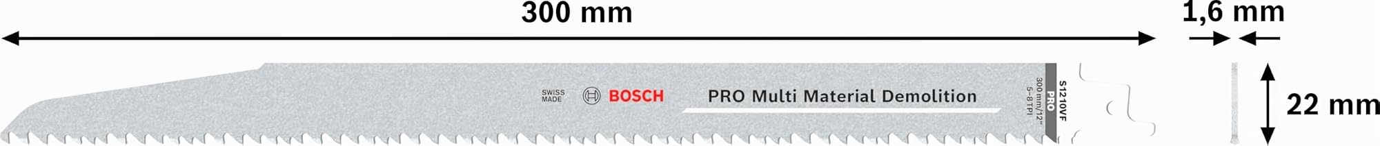 Bosch 5x Lame de scie sabre PRO Multi Material S1210VF Demolition