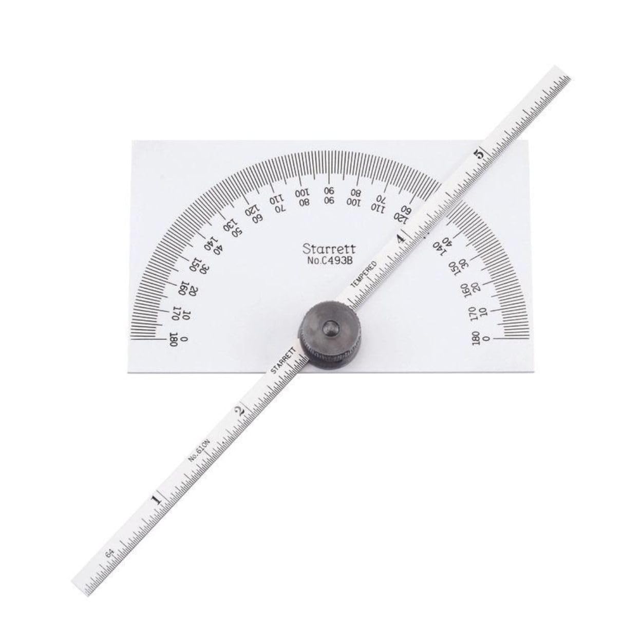 Starrett Protractor and Depth Gauge, Stainless Steel, 6-Inch Range, Versatile Measurement Tool for Angles and Depths - C493B