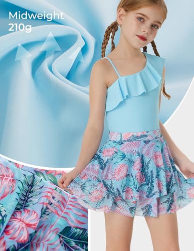 Image of GRACE KARIN Girls One Piece Swimsuits with Mesh Skirt Bathing Suit Swimwear 6-14Y