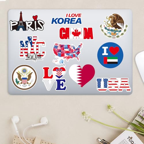 Image of Flags of The World Stickers - Premium Country Flag Stickers Set - Durable World Flags and Country Sticker Waterproof Decals for Car Bumper /Truck /Motorcycle /Helmet /Laptop /Window /Box