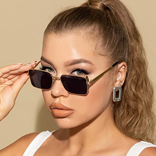 HMRGLMIE-Steampunk Sunglasses Men Women Retro Rectangle Punk Metal Frame Sun Glasses UV4002