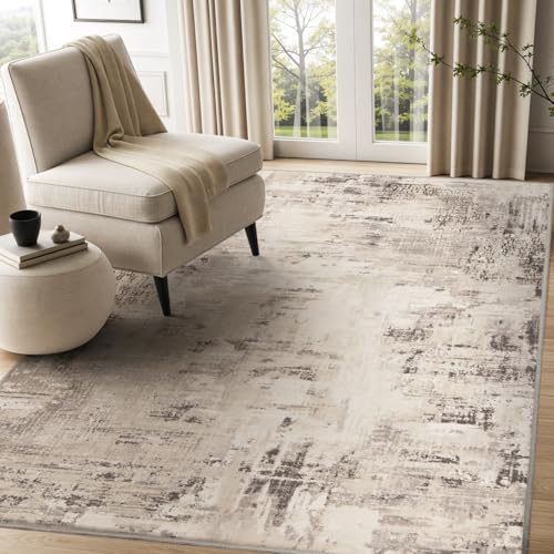 MontVoo 4x6 Area Rug-Washable Rugs for Living Room-Soft Brown Rug for Bedroom-Non Slip Throw Rug for Dining Room Living Room Bedroom Office Under Table Autumn Leaves 4' x 6' (Rectangular)