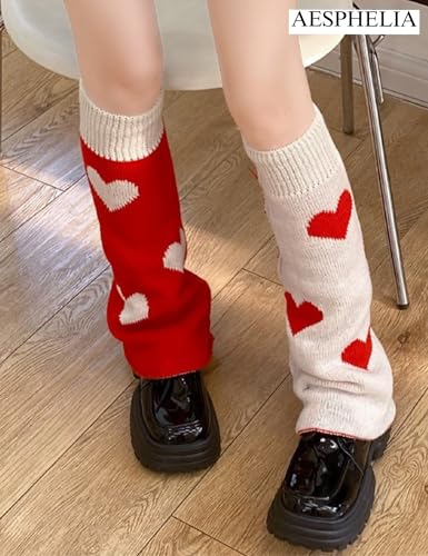 Image of Red Hearts Leg Warmers | Breathable Strachable Soft