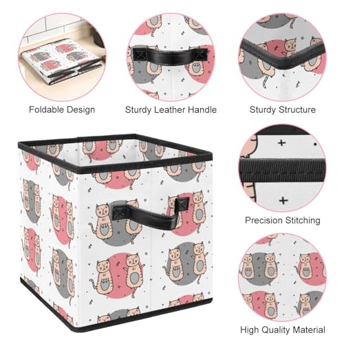 Boîte de rangement pliable cube chat coloré pour placard de chambre - 5