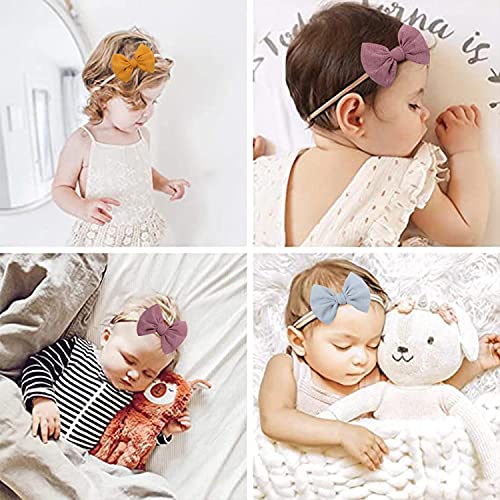 Yanjie Baby Girls Nylon Headbands Newborn Bows Handmade Hair Bows Hairbands Hair Accessories For Newborn Infant Toddlers Kids(Gold Blue Dusty Rose) #TOP7