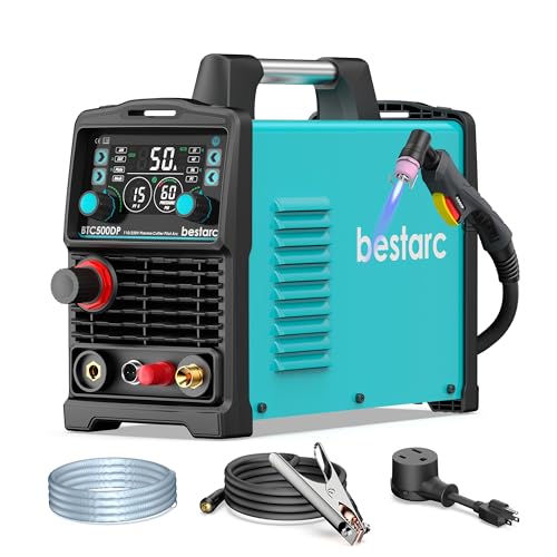 bestarc Plasma Cutter, [Pilot Arc][Large LED Display][Air Sensor] 50A bestarc Plasma Cutter Machine 110/220V Dual Voltage, 1/2 Inch Clean Cut 4/5 Inch Max Cut, Post Flow Mesh, 2T/4T for Beginners DIY