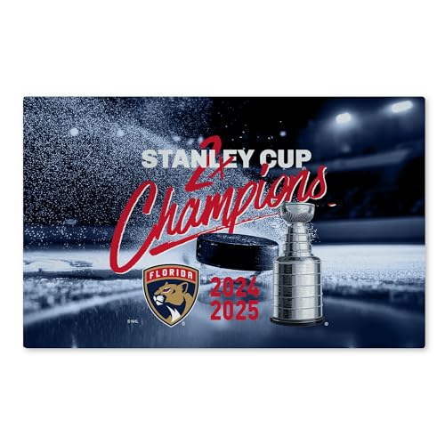 NORTHWEST Florida Panthers NHL Stanley Cup Champions Champion Washable Rug, 20 x 32 Inches, Low-Pile Non-Slip Floor Mat with Official Team Logo and Trophy Design