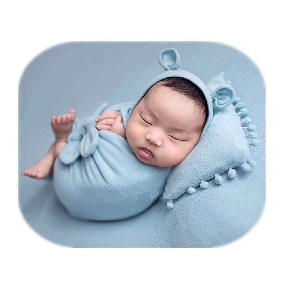 Vemonllas Newborn Baby Boy Girl Photography Props Bow Wrap, Posing Aid, Hat and Blanket Set of 4 Pcs