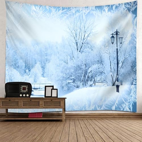 Tapiz colgante textil de paisaje nevado invernal para pared de habitación infantil