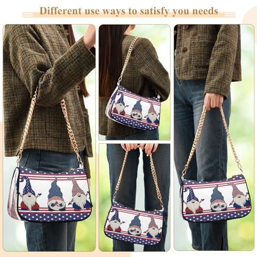 Image of Shoulder Bags for Women American US Flag Independence Day Patriotic Hobo Tote Handbag Small Clutch Purse with Zipper Closure