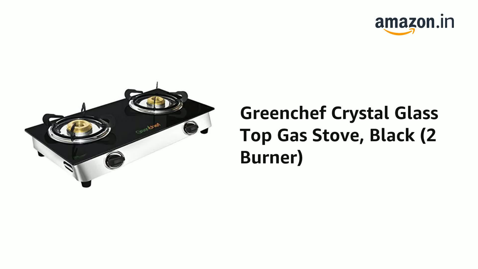 Greenchef Crystal Glass Top Gas Stove, Black (2 Burner) (2 Burner