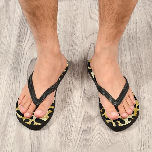 Leopard Gold Black Flip Flop Beach Summer Casual Sandal for Women & Men Shower Shoes 208618644