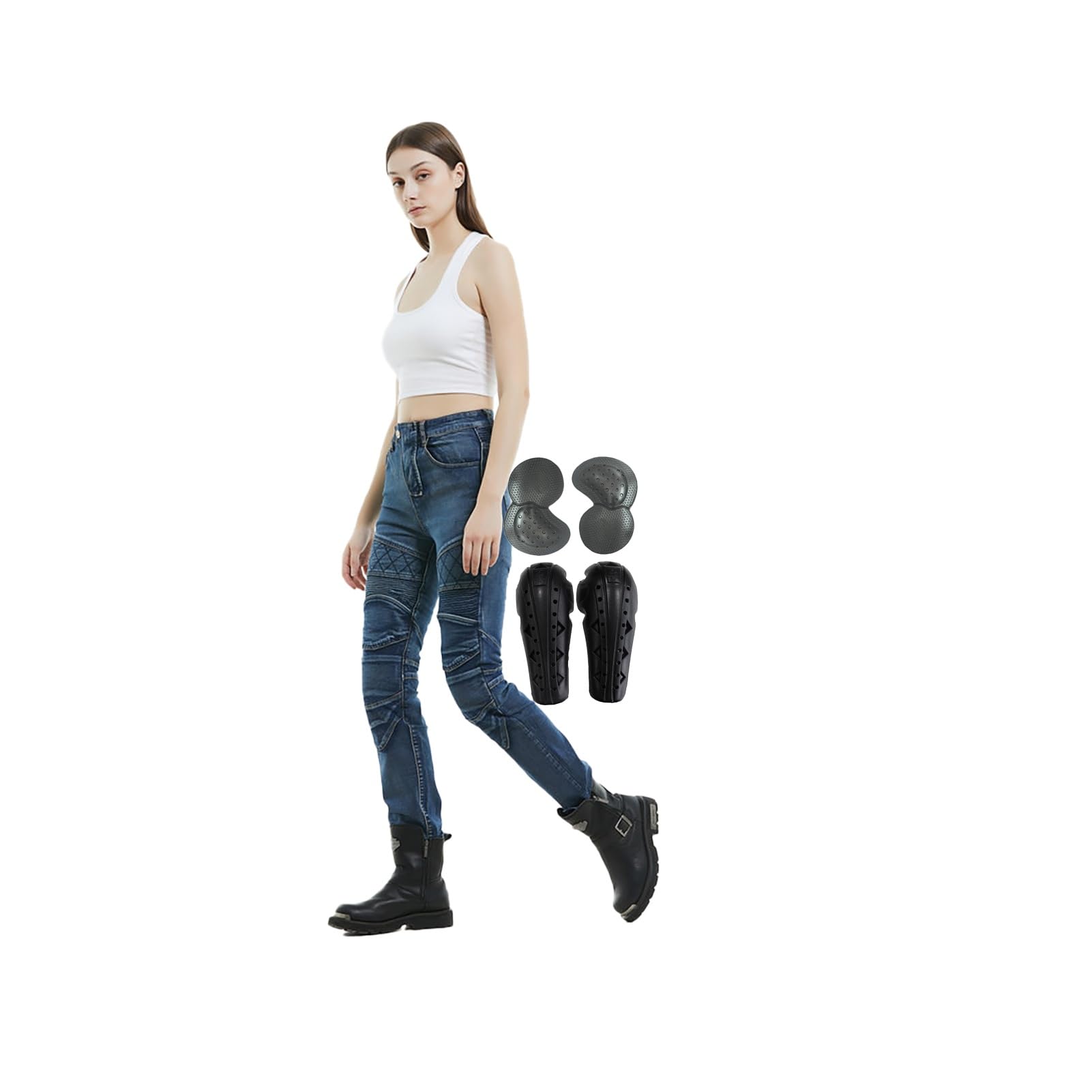 Jeans In Denim for Moto Da Cross E Moto Da Cross Da Donna Pantaloni Da Moto Armatura for Ginocchio E Anca for Jeans Da Equitazione In Aramide Resistente