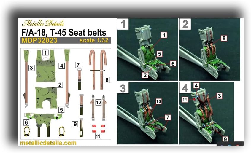 METALLIC DETAILS MDP32023 1/32 F/A-18, T-45 Seat Belts