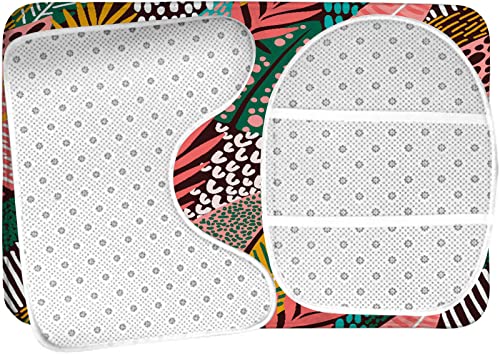 Badezimmerteppich-Set, 3-teilig, leuchtendes tropisches Blatt, waschbare Badeteppiche, rutschfest, mit Rückenpolster, Konturteppich und Toilettendeckelbezug – Bild 6