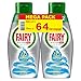 Fairy Gel Detersivo Lavastoviglie - 64 Lavaggi - 2 bottiglie da 32 lavaggi - Brezza Marina