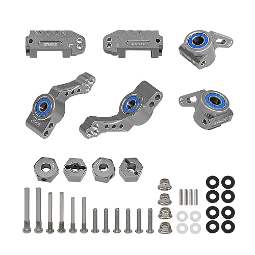 GTHELE Steering Blocks Caster Block Stub Axle Carriers & 12mm Hex Wheel Hubs for Traxxas 2WD 1/10 Slash, Stampede, Rustler, Nitro Slash,Bandit-Replaces Part 3632 3736 3752 (Titanium)