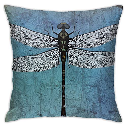 Dragonfly Grunge Blue Vintage Wings Square Zippered Cushion Throw Case Pillow Case Cover 18X18 Inch #TOP1