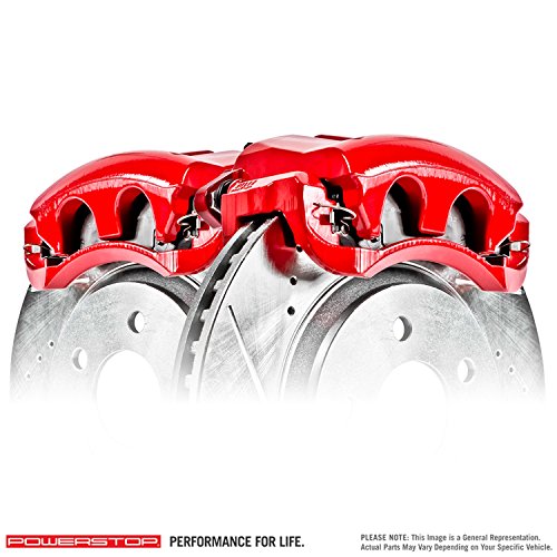 Image of PowerStop Rear Red Powder Coated Brake Caliper Pair for Acura CL 2001-03 |TL 1999-08 |Honda Element 2003-11 - High-Temp Brake Caliper Upgrade, S2588