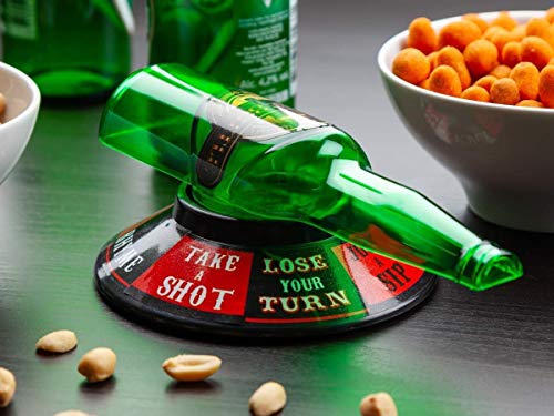 Image of Go Hooked Spin The Bottle Drinking Game with Green Spinner | Truth or Dare, Pass The Shot, Rhyme & More | Fun Party Game for Adults | Compact Bar Games for House Parties & Celebrations
