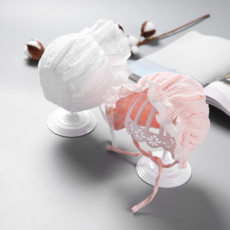 Hospital-Bow-Beanie Hat Cap Newborn-Baby-Girl-Boy - Elastic Sretch Head-Wrap 2pcs for 3-12M4