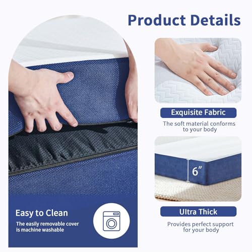 Image of Folding Mattress Twin XL, 6 inch Trifold Mattress Sofa Bed for College,White