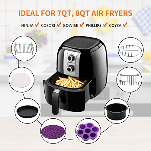 GEEZO 7 Inch Fryer Accessories XL, 16 Pcs Deep Fryer Accessories with Recipe Cookbook Compatible for Gowise Ninja Cosori Cozyna Philips Power 4.2Qt - 5.8Qt Deep Fryer - Thumbnail 5