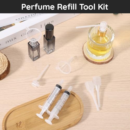Segbeauty 5ml Perfume Refill Tool Kit, 8pcs Plastic Clear Perfume Dispenser Transfer Tool Set, Perfume Funnel Cosmetic Dispenser Pump Transfer Tool for Travel Refillable Perfume Atomizer Refill Tool3