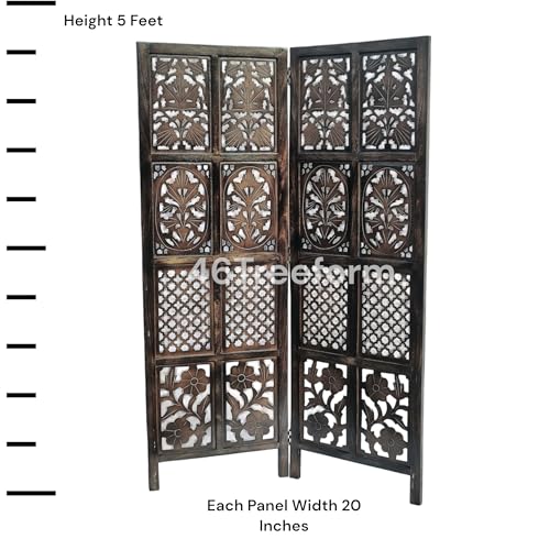 Image of Wooden Room Partition /Screen /Room Divider /Room Separator for Livng Room Bedroom Home Office Restarurant Hallway 20Inches Wide (2 Panel 5 Feet with Stands)