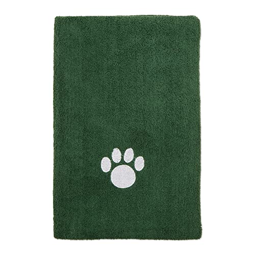Image of Bone Dry Pet Grooming Towel Collection Absorbent Microfiber X-Large, 41x23.5 inch, Embroidered Hunter Green