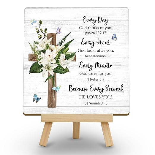 MANDALA SOUL Inspirational Gifts for Women Men, Christian Religious Gift, You Are Beautiful Wooden Plaque with Easel for Home Office Desk Decor - C02-image-41