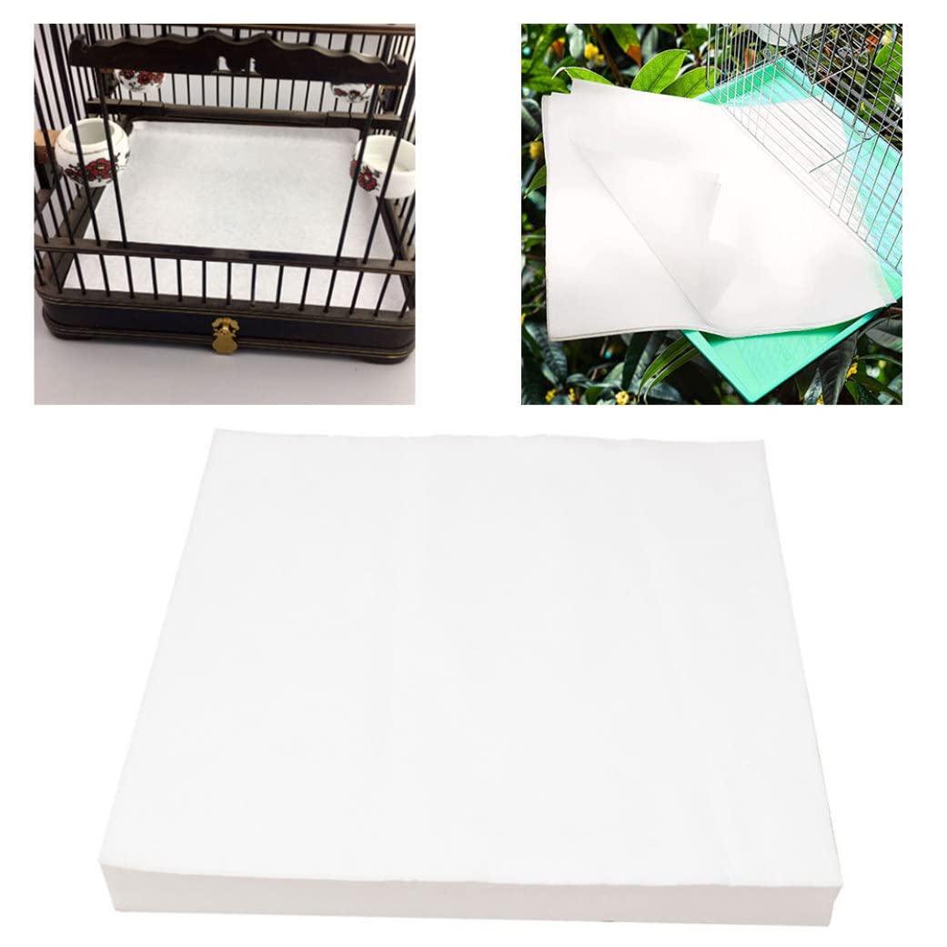 Papel de Revestimiento Absorbente de 100 Piezas para pájaros, Papel de Jaula de pájaro Papel desechable Absorbente cojín Almohadilla de Mascotas no Tejidas Accesorios de Jaula